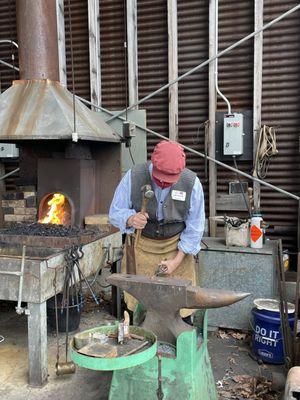 Blacksmith demonstrations happen daily from mid-May - October