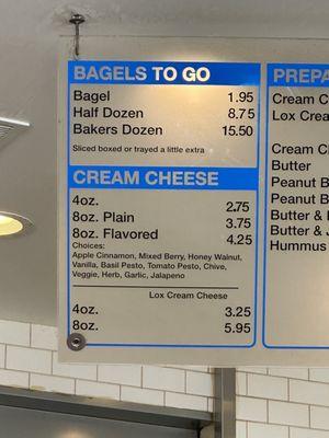 Menu as of 06/2023 great cream cheese flavors!