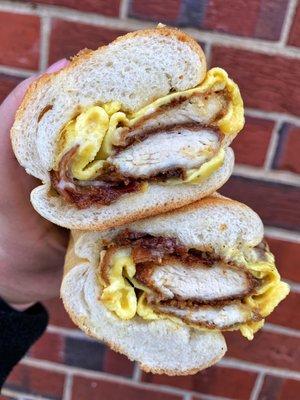 Chicken cutlet bacon egg and cheese