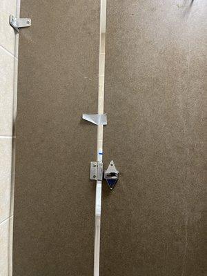 No bathroom door lock, they use duct tape!