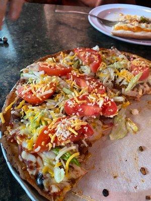 Cauliflower crust taco pizza