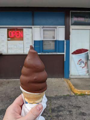 Kid sized chocolate dip cone