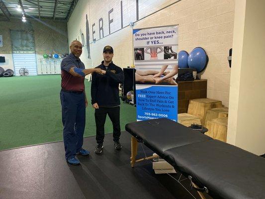 Performing mobility assessments and treatments at Soldierfit in Sterling, VA.