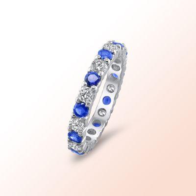 14k.w. Gold Sapphire & Diamond Eternity Band