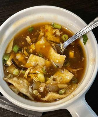 Hot and Sour Soup! It's awesome!  Just enough spices!