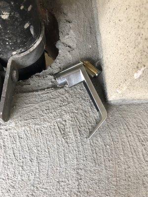 Door handle from storage Unit that was broken into. This is a frequently occurring issue.