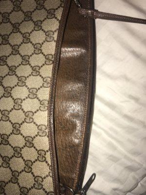 Warped leather in back from the cleaning he gave it.