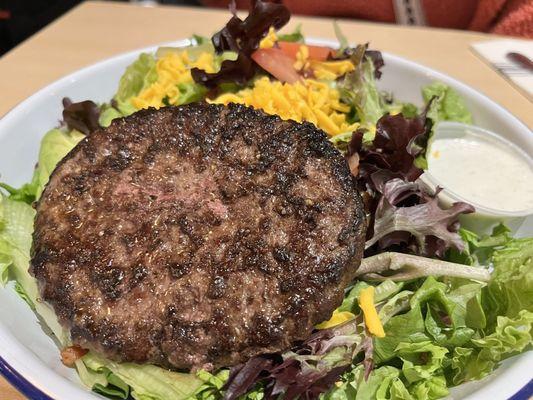 Haystack Salad with burger patty