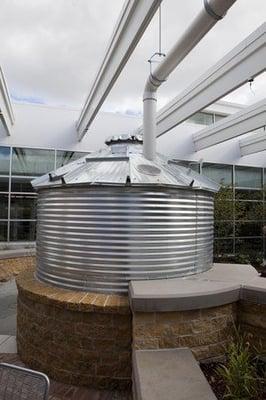 rain-catching cistern to water greenery