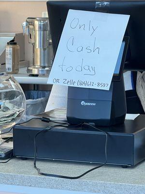 Cash only, registers down on 12/13/24