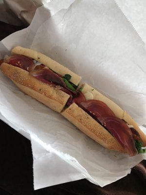 Broccoli de Rabe, Sharp Provolone, Prosciutto and Roasted Peppers Chicken Sandwich