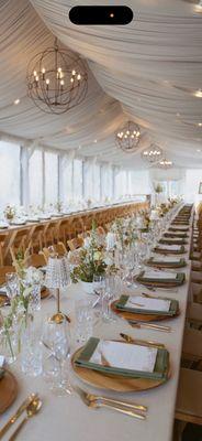 The wedding tent accommodating our 124 guests