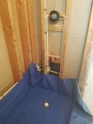 Properly installed rubber shower pan liner