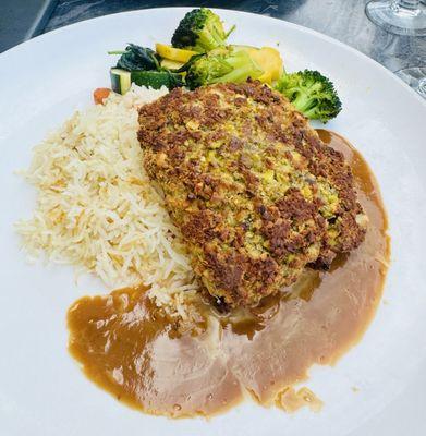 Pistachio Crusted Mahi and basmati rice