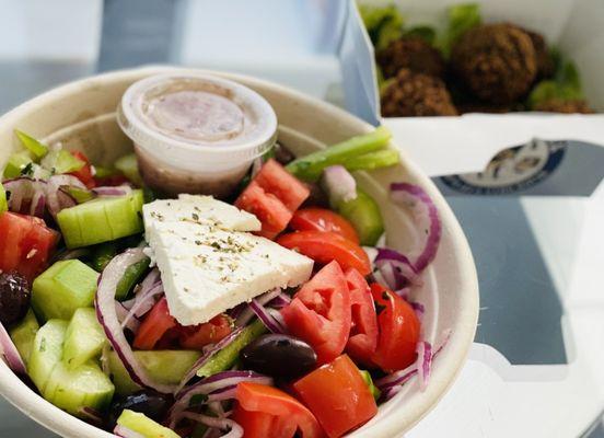 Greek Salad, falafel side