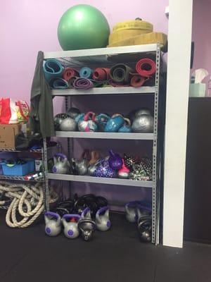 Weights, kettle bells, and yoga matts, oh my.