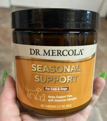 Dr. Mercola Seasonal Support for Midnight's allergies is seriously a miracle product!