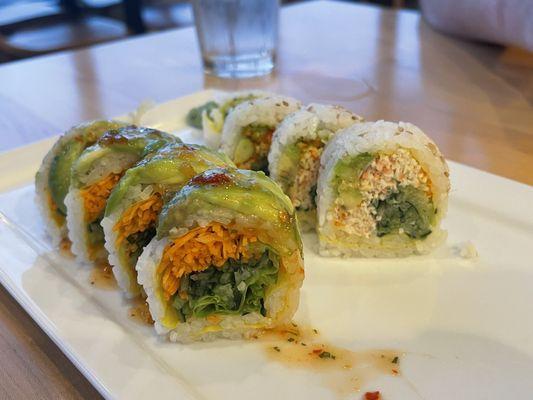 Veggie special and California roll both on soy paper