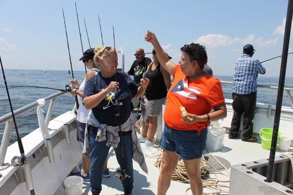 Fishing Party enjoying a family event on board