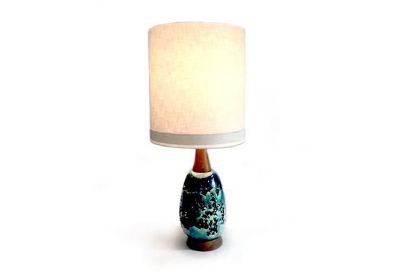 MCM Ceramic Blue Table Lamp