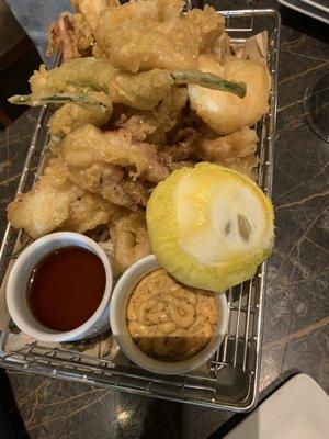 Mix platter: calamari, shrimp, shishito chili $24