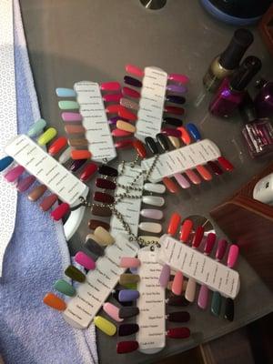 So many gel polish choices! She has new colors pretty much every visit.