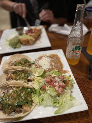 Grilled fish tacos & mandarin soda