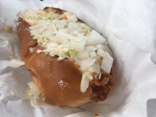 Chili dog "All the way"...