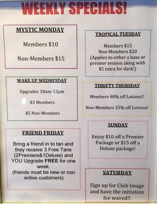 Daily specials throughout the week!