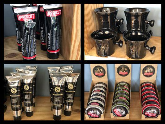 BACK IN STOCK! Uppercut (Matt Pomade, Easy Hold, Premium Pomade and Beard Balm), Suavecito (Shave Creme, Aftershave and shave mugs