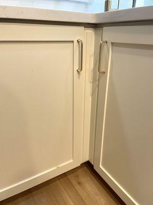 The cabinet refacing of this tricky corner. It looks stunning!