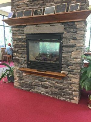 stone fireplace