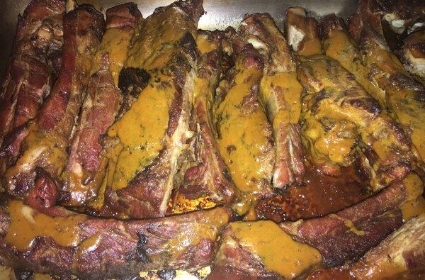 Smoked Ribs with our Famous Mustard Sauce