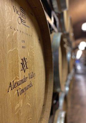 2021 red wine aging in an oak barrel.