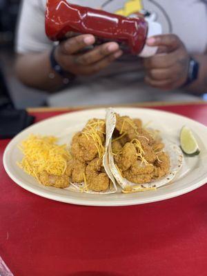 Shrimp Tacos were delicious. Also ordered a side of fries. The sauce was good.