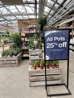 Pots 25% off.