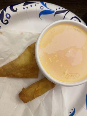 With lunch specials egg roll, crab ragoo, egg drop soup, all fresh and delicious