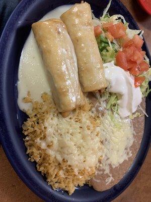 Chimichangas with rice and beans