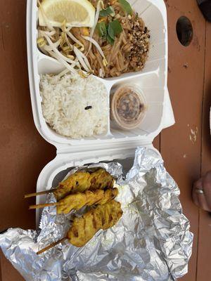 Pad Thai and chicken satay combo