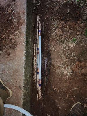 Repaired sprinkler water lines