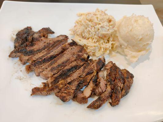 Ribeye Steak plate - I chose Mashed potatoes and Potato Crab Salad