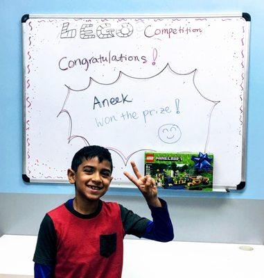 Congrats! Aneek won the Lego competition prize!