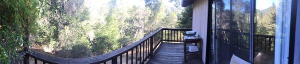 Panoramic view off the back deck (the deck rail only looks crooked because the picture is panoramic)