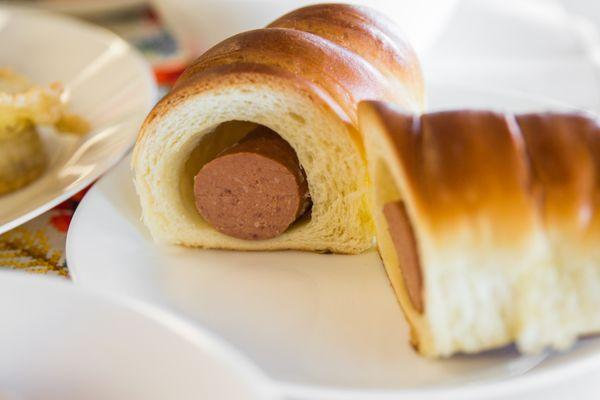 Sausage wrapped in a dough.