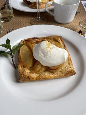 Oh my!!! Honeycrisp apple tart with a plop of whipped cream.