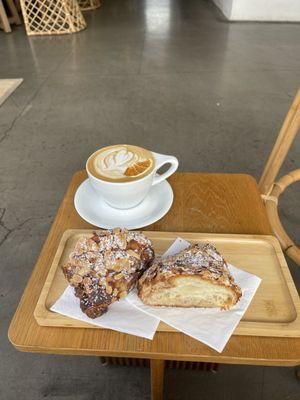 I got the almond croissant and Jaffa orange latte.