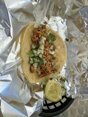 Taco with chipotle chicken