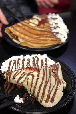 Crepe 13. Nutella, strawberries, banana & whipped cream ($13.50)