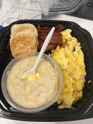 #2 The Time Square  Grits, eggs, bacon and a biscuit