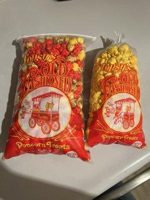 10/16/2022 - my bag of the spicy/sweet/cheesy mix (forgot what they called it) & wifey's cheese popcorn